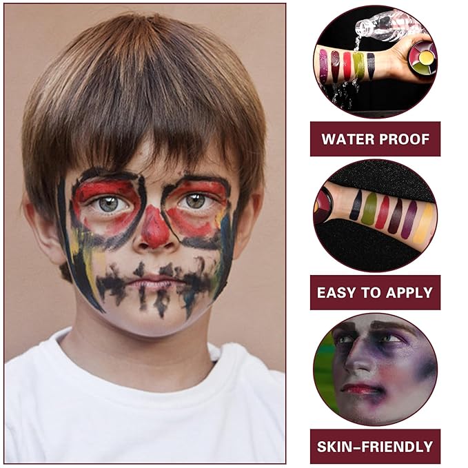 6 Colors Bruise Wheel Kit Halloween Special Effects Makeup Professional Face Body Paint Palette for Cosplay Sfx Zombie Stage Makeup Kit-Velvo Beauty