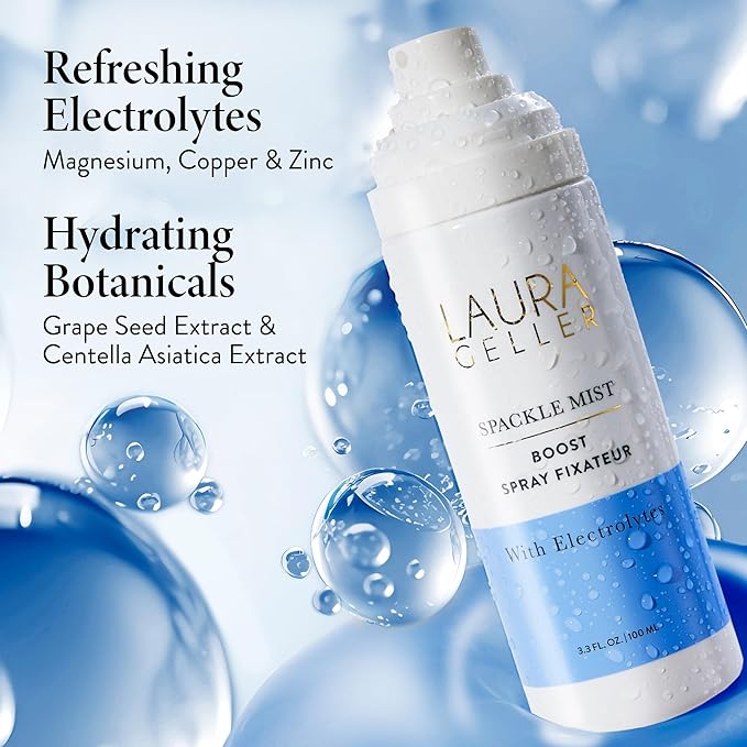 LAURA GELLER NEW YORK Spackle Mist Boost Setting Spray with Electrolytes - Long-Lasting Makeup Spray with Blue Light Protection - Dewy Skin Makeup Setting Spray-Velvo Beauty