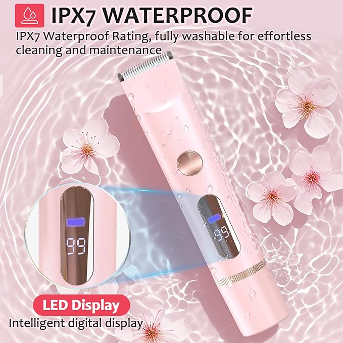 2025 Upgraded Bikini Trimmer for Women - 2 in 1 Dermave Bikini Shaver with LED Display, Dual Head Cordless Electric Shaver, IPX7 Waterproof Wet/Dry Body Hair Trimmer for Face, Body & Intimate Areas-Velvo Beauty