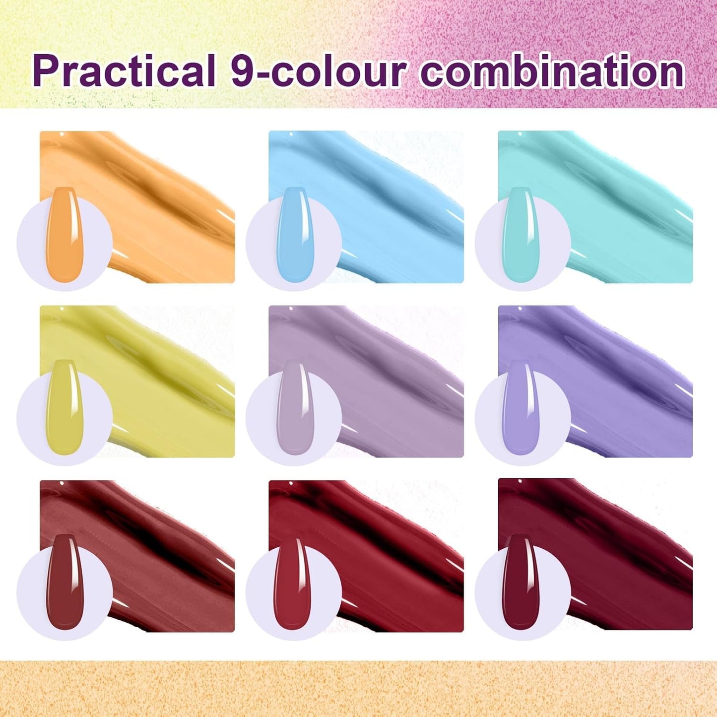 Gradient Painting Gel, 9 Colors Ombre Gel Nail Polish with Summer Blue Sponging for Pigment Pat Kit Aura Nails, French Manicure Soak of UV DIY Nail Art Beachside Candy-Velvo Beauty