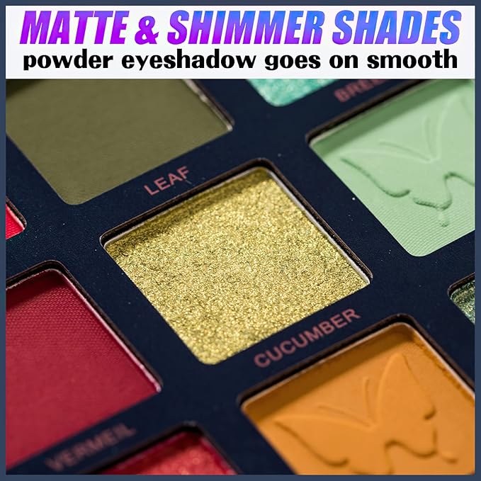 18 Colors Eyeshadow Palette, Butterfly Series Highly Pigmented Eye Makeup Palette, Matte Shimmer Metallic Powder Eyeshadow Pallet, Makeup Palette Cosmetics Gift, 111-Velvo Beauty