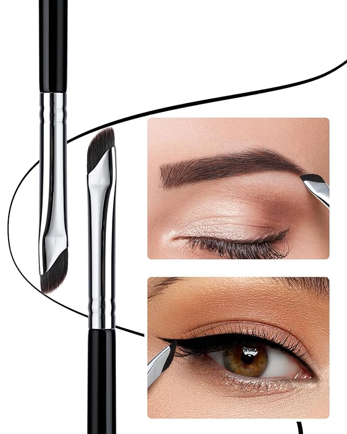 EIGSHOW Eyeliner Brush Gel Eyeliner Makeup Brush for Precise Eye Liner Eyebrow Eyelid Ultra Thin with Curved Bristle (E865 2Pieces)-Velvo Beauty