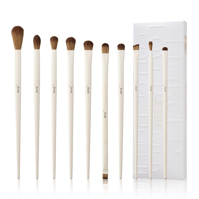 Jessup Precision Makeup Brushes 10Pcs Eye Makeup Brush Set Premium Synthetic Eyeshadow Concealer Eyeliner Eyebrow Blending Highlight Brush, Light Grey T330-Velvo Beauty