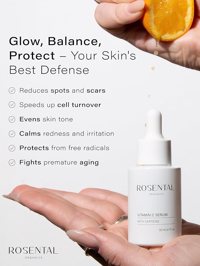 Organics Vitamin C Serum with Caffeine (30ml) – Hydrating Face Serum for Dark Spots, Acne Scars, Wrinkles – Brightening & Anti-Aging Facial Care – Natural Cosmetics – Made in Germany-Velvo Beauty