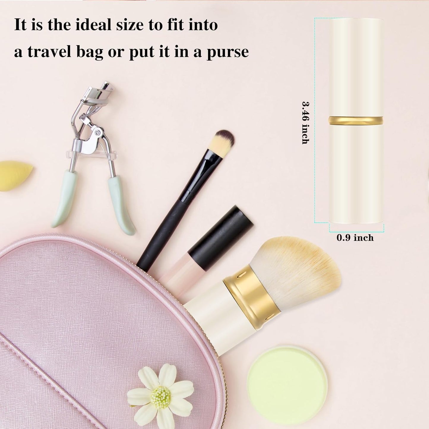 Falliny Retractable Kabuki Makeup Brush, Angled Travel Powder Foundation Blush Brush Makeup Brush for Blush, Sunscreen,Bronzer, Buffing, Concealer,Highlighter, Powder Cosmetics-Velvo Beauty