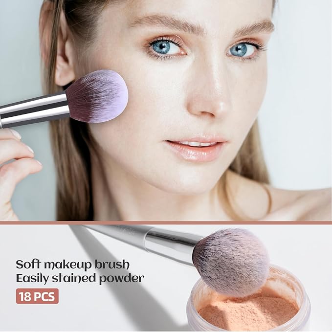 BS-MALL Makeup Brush Set 18 Pcs Premium Synthetic Foundation Powder Concealers Eye shadows Blush Makeup Brushes with black case-Velvo Beauty