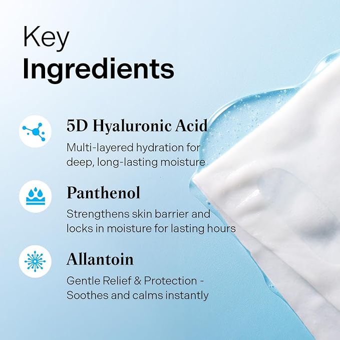 Torriden DIVE IN Hyaluronic Acid Facial Mask (10 sheets) | Extra Moisturizing Care | Hyaluronic Acid, Panthenol, Allantoin | Korean Face Mask-Velvo Beauty