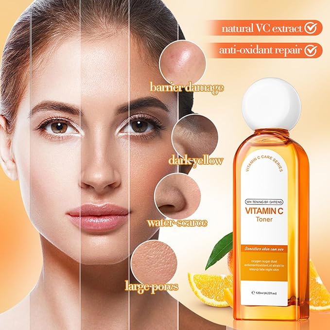 Vitamin C skin routine kit for women - face wash and moisturizer set - facial kit for women -toner face wash serum eye cream-Velvo Beauty