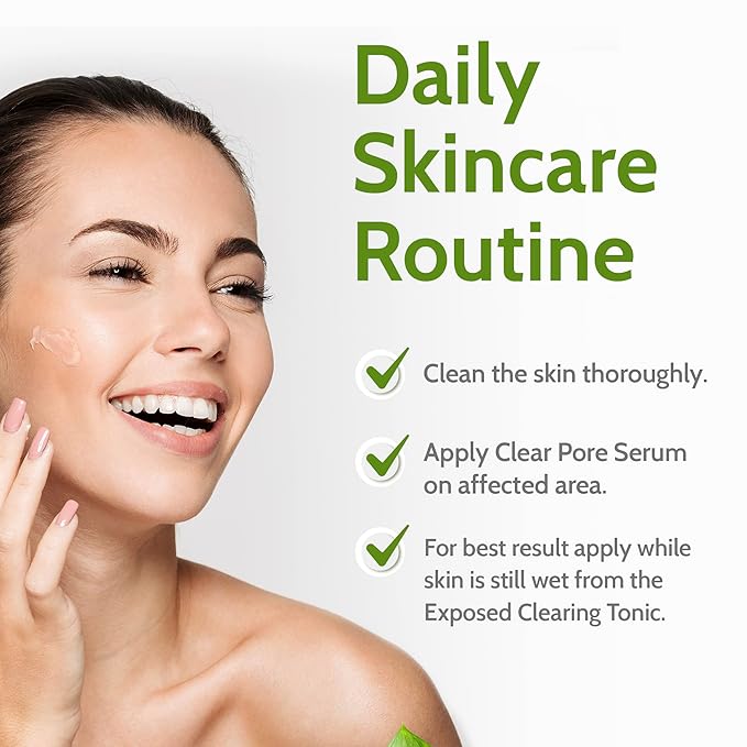Exposed Skin Care Clear Pore Serum - Green Tea, Licorice Root, Salicylic Acid - Unisex Skin Serum for Oily, Sensitive Skin-Velvo Beauty