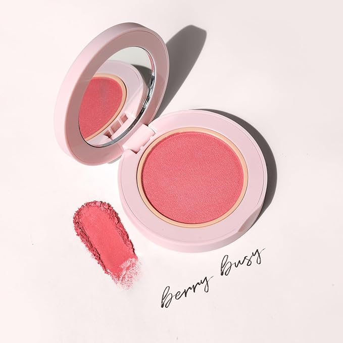 Wander Beauty Hydrating Powder Blush - Lightweight, Berry Blush Makeup with a Blurring, Satin Finish - Buildable Formula with Hyaluronic Acid, Squalane & Aloe Leaf Extract - Berry Busy - 0.18 oz-Velvo Beauty