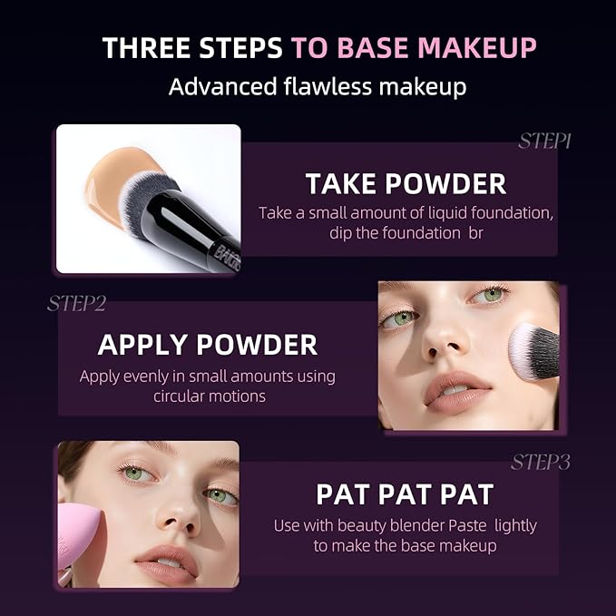 Makeup Brush Set, Flat Top Kabuki Brush Premium Foundation Brush for Liquid, Cream, and Powder with 2 Makeup Sponge for Foundation, Powder, Blush, and Concealer-Velvo Beauty