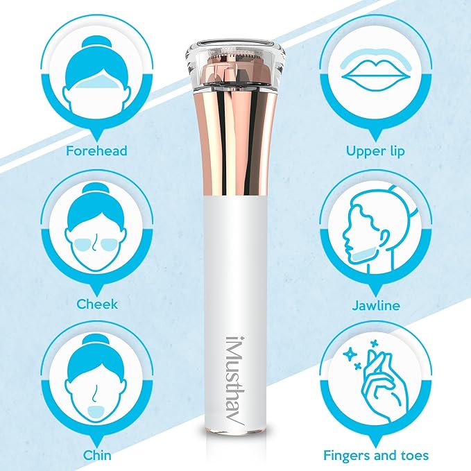 Facial Hair Remover for Women Painless Flawless Electric Razor Epilator Trimmer Shaver with 18K Gold-Plated, 16mm Dual Ring Floating Head, USB Rechargeable, 360° LED for Face Lip Hair Removal-Velvo Beauty