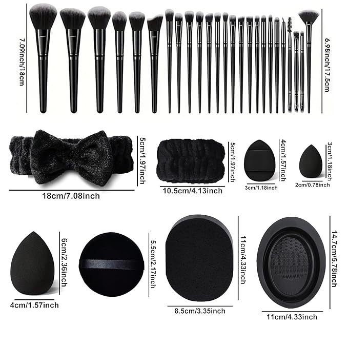 47Pcs Black Makeup Brushes Set Professional Makeup Kit Multi-functional Makeup Tool Set with Facial Makeup Accessories, Foundation Makeup Brush Kit Eye and Face Make up Brushes & Tools-Velvo Beauty