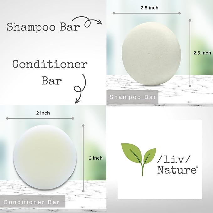 Shampoo Bar and Conditioner with Travel Tins | Lemongrass, Lavender, Tea Tree Oil | Clarifying & Growth | For Oily Hair | USA 2-pk-Velvo Beauty