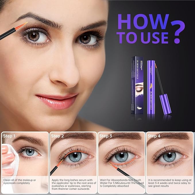 Lash Serum - 8ml Rapid Eyelash Growth Serum for Thickness, Stronger, Healthier Lashes & Brows - Vegan & Cruelty-Free-Velvo Beauty
