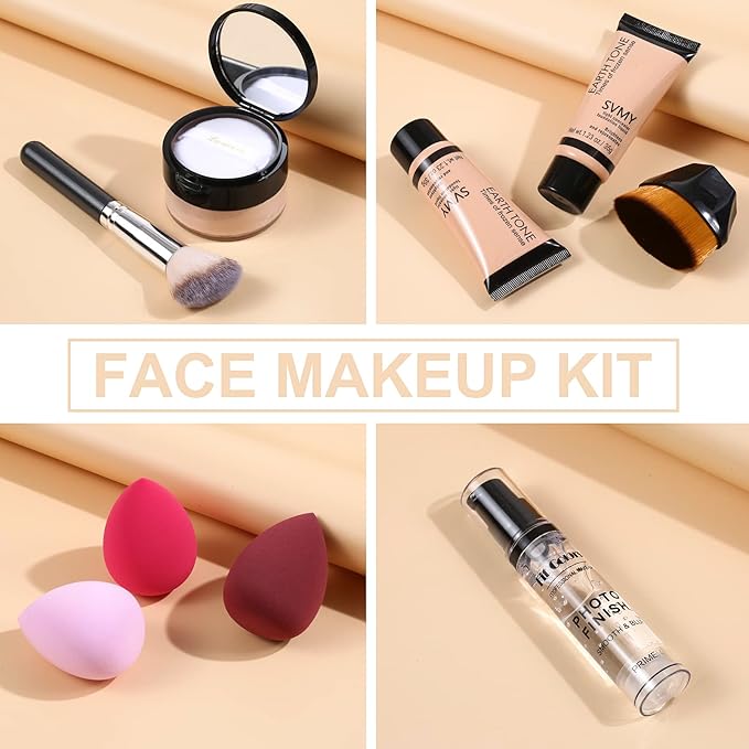Foundation Liquid Full Coverage Matte Oil Control Concealer with Face Primer & Makeup Brush & Makeup Sponges-Velvo Beauty