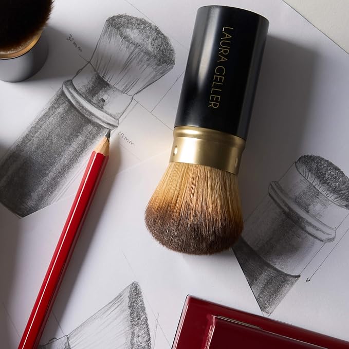 LAURA GELLER NEW YORK Retractable Airbrush Kabuki Brush for All Face Makeup & Foundation for Liquid, Cream and Powder Face Makeup With Aluminum Handle-Velvo Beauty