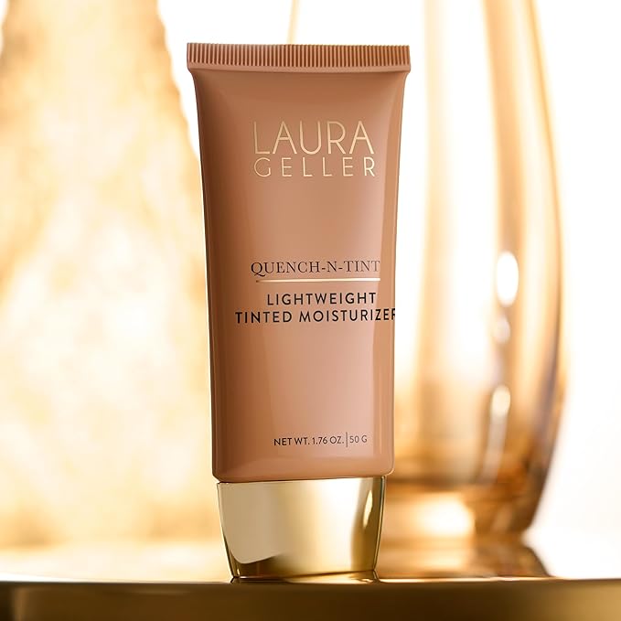 LAURA GELLER NEW YORK Quench-n-Tint Hydrating Foundation - Medium/Deep - Sheer to Light Buildable Coverage - Natural Glow Finish - Lightweight Formula with Hyaluronic Acid-Velvo Beauty