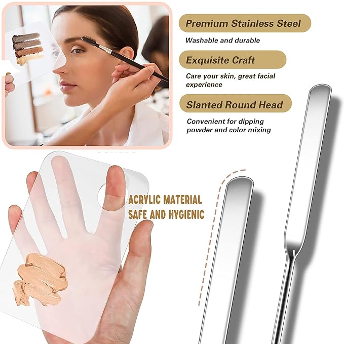 Makeup Spatula and Makeup Palette, Stainless Steel Foundation Palette & Tiny Spatula Tool for Nail, Art, Eye Shadow, Eyelash, Face Makeup (Acrylic Palette)-Velvo Beauty
