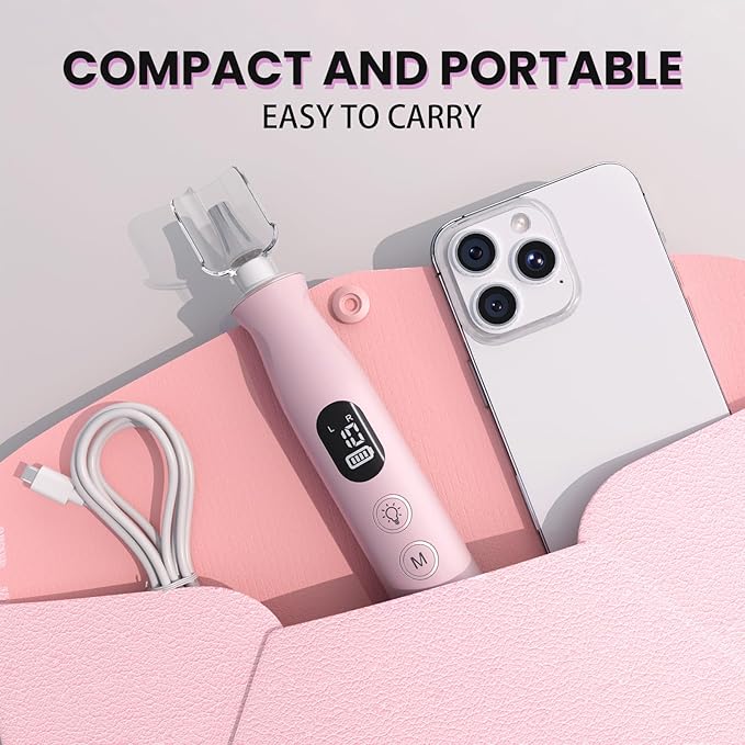 Electric Nail Drill, Cordless 2000 mAh Rechargeable Portable Nail File 12 in 1 Kit for Thick Toenails, 10 Speeds Nail Dril Machine Professional Manicure Pedicure for Hand Natural Nails Care (Pink)-Velvo Beauty