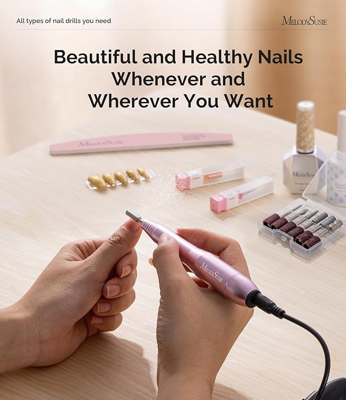 MelodySusie Electric USB Nail Drill Machine,PC120I Portable Electric Nail File Efile Set for Acrylic Gel Nails, Manicure Pedicure Tool with Nail Drill Bits Sanding Bands (Purple)-Velvo Beauty