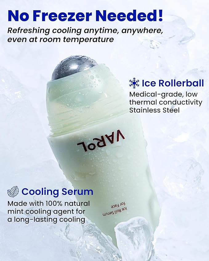 Ice Roll Serum | Cooling & Hydrating Roll-On Serum for Face, Puffy Eyes, Tannin & Panthenol for Pore Minimizing, Soothing, Facial Roller for Depuffing, Under Eye Bag Treatment | Korean Skin Care-Velvo Beauty