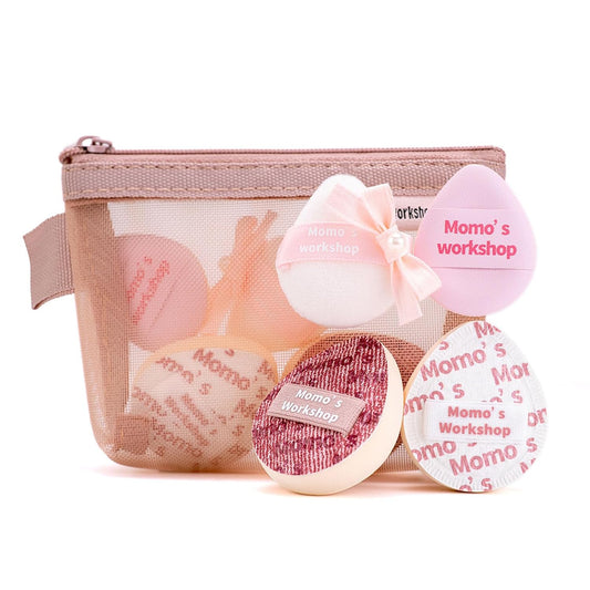 Mini Denim Makeup Sponge Set,Mini Makeup Blenders Sponge for Concealer/Blush/Highlighter, Perfect for Detail Work & Travel,4pcs Pink Mini Concealer Puffs with Travel Pouch-Velvo Beauty