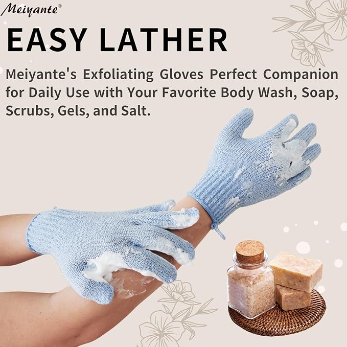 Exfoliating Glove - Body Scrub for Smooth and Soft Skin - Body Exfoliator for Ingrown Hair Dead Skin Remover and Itchy and Flaky Skin - Scrubber Shower Accessories 1 Pair Glove Mens Stocking Stuffer-Velvo Beauty