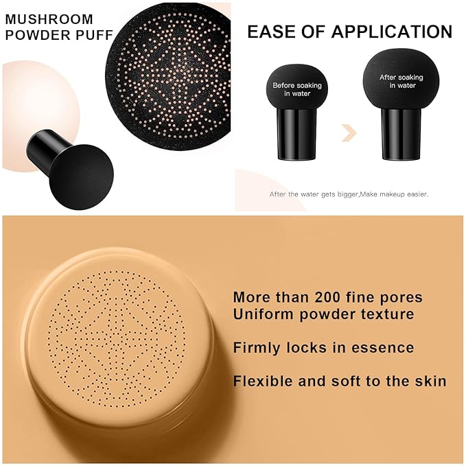 Mushroom Head Air Cushion CC Cream BB Cream Foundation Makeup Moisturizing CC Cream Liquid Foundation, Concealer Lasting Makeup Foundation Even Skin Tone Makeup Base Primer (#05 Wheat)-Velvo Beauty