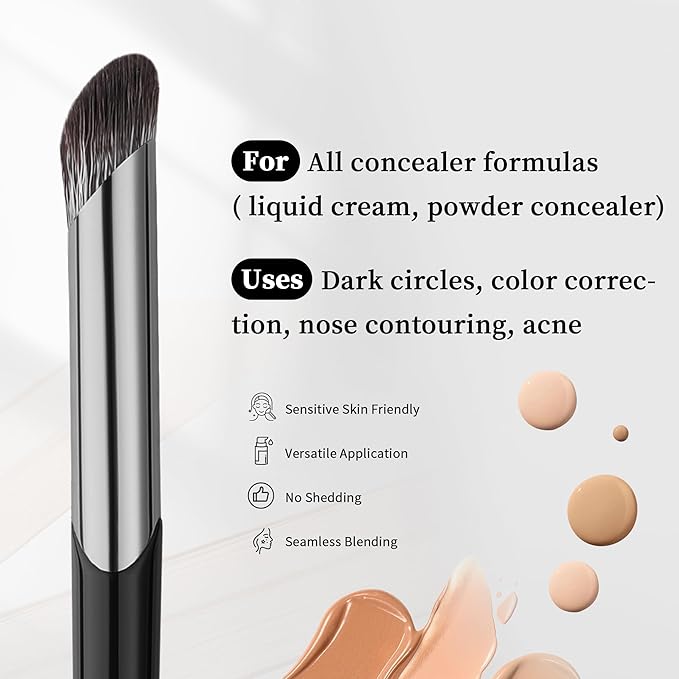 DUcare Nose Contour Brush, Angled Concealer Brush Under Eye, Small Under Eye Makeup Brush for Dark Circles Puffiness Puffy Face Eyebrow Eyes (V02 Mini Contour Brush)-Velvo Beauty