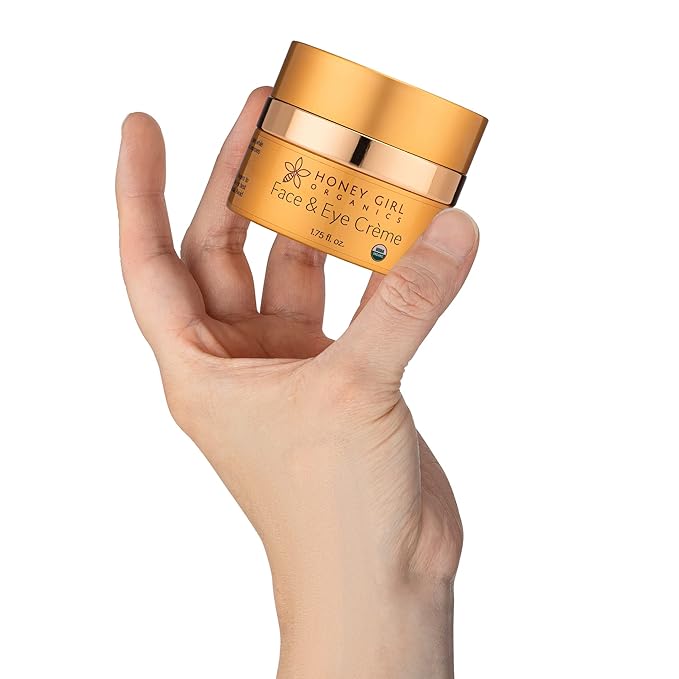 Honey Girl Organics Face & Eye Crème, USDA Certified Organic Facial Moisturizer & Under Eye Cream for Wrinkles, Dark Circles and Puffiness w/Hydrating Honey, Beeswax, Essential Oils & EVOO. 1.75oz-Velvo Beauty