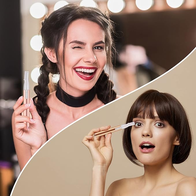 Chumia 2 Pcs Electric Eyebrow Trimmer Women Precision Face Razors Mini Shaver with Comb Christmas Women Gift Battery Operated Personal Epilator for Face Neck Fuzz Lips Leg(Gold, Light Pink)-Velvo Beauty