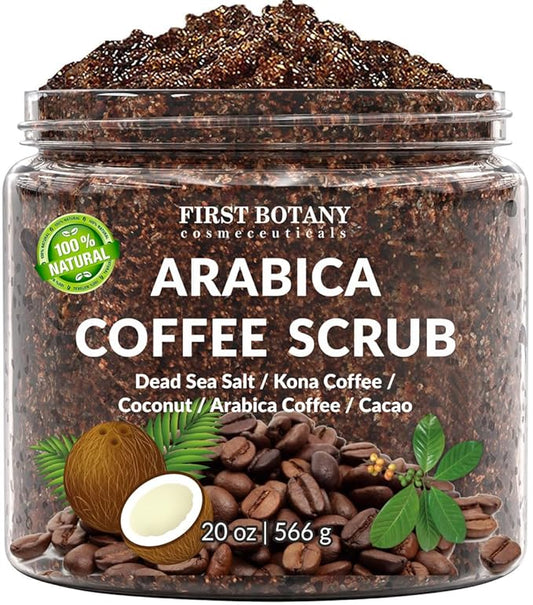 First Botany Cosmeceuticals, 100% Natural Arabica Coffee Scrub with Organic Coffee Coconut & Shea Butter, 20 oz-Velvo Beauty