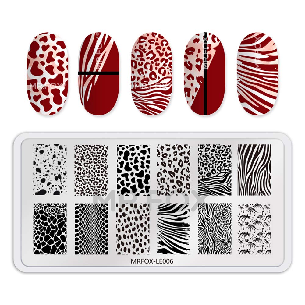 Mr. Fox Nail Printing Board Set Halloween Flame Leopard, Zebra and Snake Motifs Nail Art DIY Stamping Template-Velvo Beauty