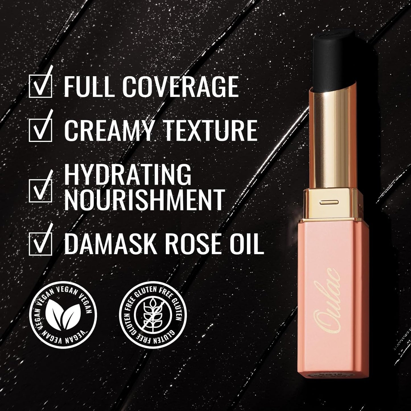 Oulac Black Lipstick for Women, Halloween Matte Lipsticks, Full Coverage Lip Color, Satin Matte Finish, Cream Texture, Hydrating, Infused with Hyaluronic Acid, Vegan & Clean Beauty 4g SG16-Velvo Beauty