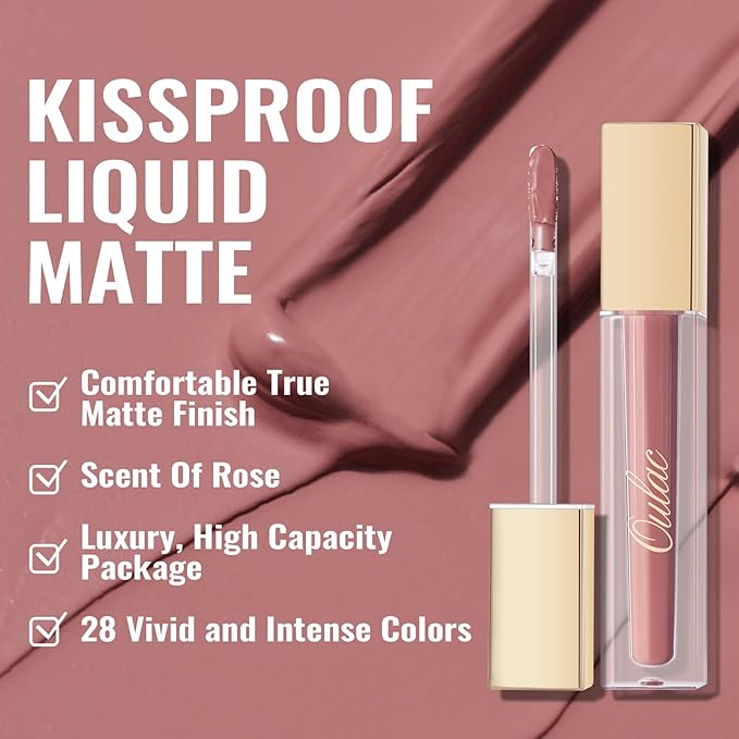 Oulac Matte Liquid Pink Lipstick for Women, Pink Nude Long Lasting Lipstick, Waterproof Lip Stain, No Transfer, Creamy High Pigmented Formula with Vitamin E, Vegan & Cruelty-Free M24-Velvo Beauty