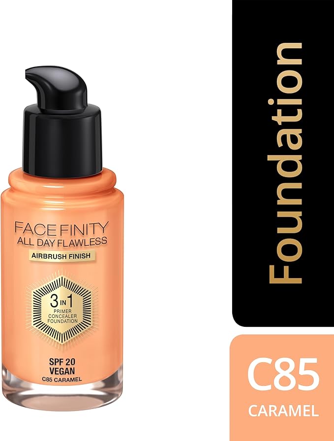 Max Factor Facefinity All Day Flawless 3 In 1 Foundation SPF 20, No. 85 Caramel (81377984)-Velvo Beauty