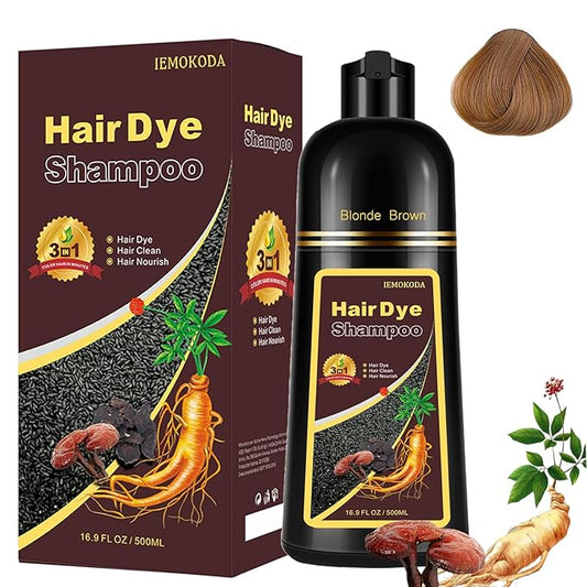 Blonde Brown Hair Dye Shampoo 3 in 1 - Instant Shampoo Para Pintar el Cabello Refresh Hair Color, Herbal Shampoo Hair Dye for Women Men, Easy to Use & Long Lasting Hair Color Shampoo 16.90 oz-Velvo Beauty