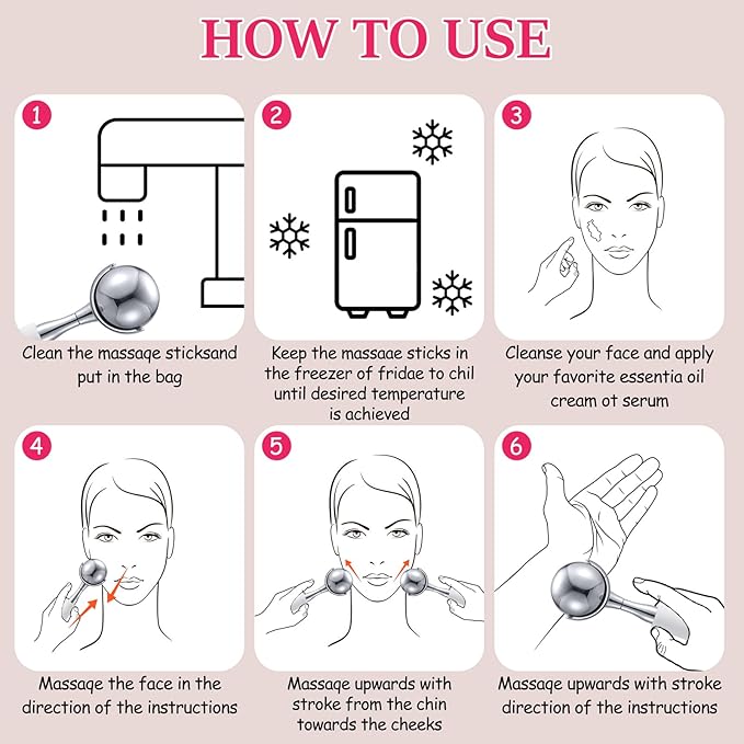 Cryo Sticks 360 Rotating Unbreakable Steel Ice Globes - Facial Skin Care Tools for Women - Ice Roller for Face & Eyes-Velvo Beauty