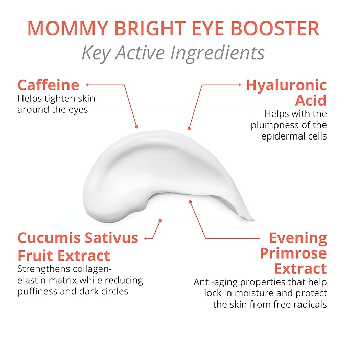 Skincare Mommy Bright Eye Booster 4 in 1 Cream for Dark Circles and Puffiness Under Eyes, Fine Lines and Wrinkles Eye Cream, Safe to Use During Pregnancy and Nursing 0.5oz-Velvo Beauty