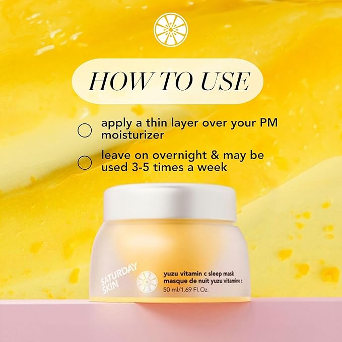 Saturday Skin Yuzu Vitamin C Sleep Mask Regenerist Retinol Ultra Rich Face Moisturizer Cream Smooth Skin and Reduce Wrinkles Ideal for All Skin Types-Velvo Beauty