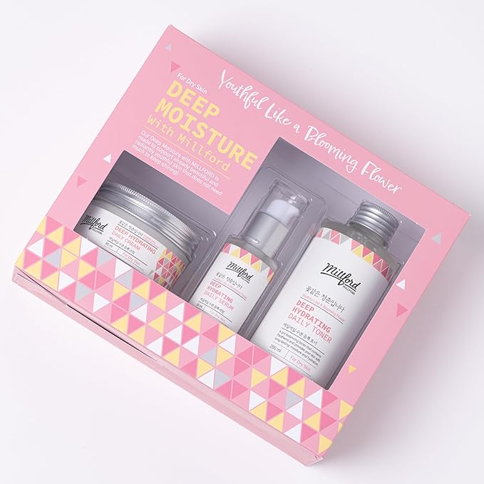 Deep Moisture Skincare Set with Panthenol and Hyaluronic Acid for Dry Skin, Moisturizing, Hydrating, Soothing, Face Moisturizing Set, Korean Skin Care, Gift Set-Velvo Beauty