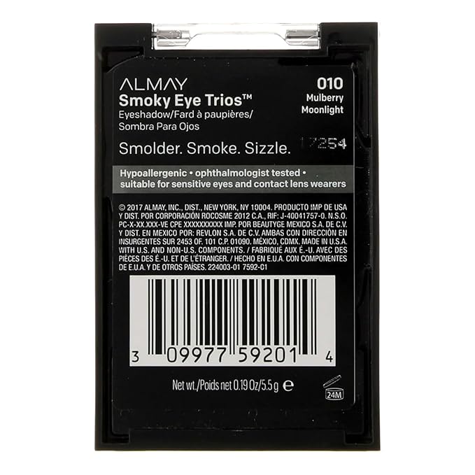 Almay Shadow Trio Palette, Longlasting Smoky Eyeshadow Makeup, Three Shades, Hypoallergenic, 010 Mulberry Moonlight, 0.087 oz-Velvo Beauty