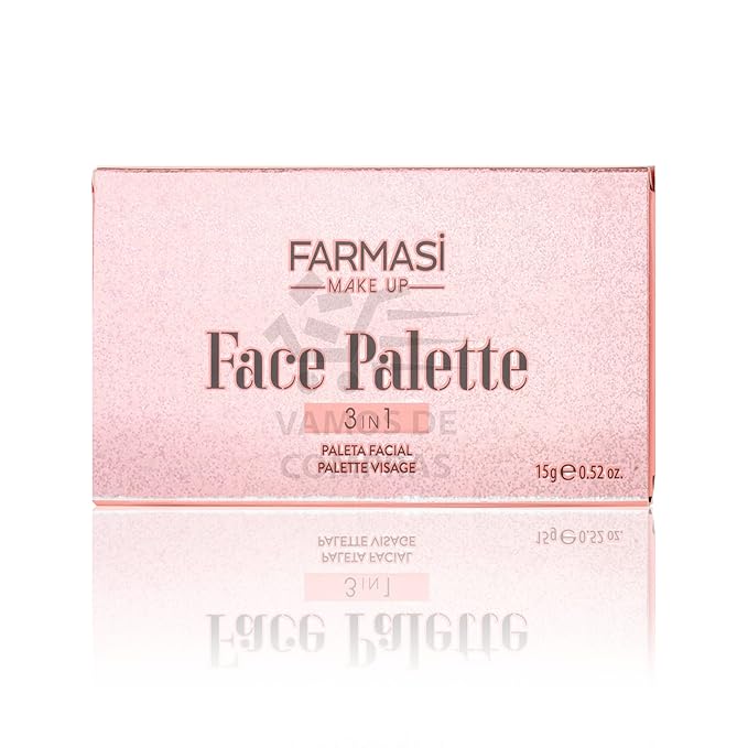 FARMASI Makeup Face Palette, Trio Eyeshadow, Long Lasting Face Sculpting, Blush and Highlighter Powder, Glow Contour Shadow Bronzer, All Skin Types, 0.52 oz. / 15 g (3 in 1 Face Palette)-Velvo Beauty