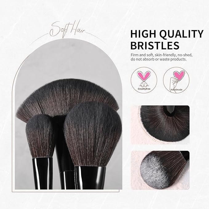Docolor Makeup Brushes Set Professional 30Pcs Obsidian Makeup Brushes Premium Synthetic Powder Kabuki Foundation Contour Blush Concealer Eye Shadow Blending Eyeliner Crease Eyebrow Make Up Brush Kit-Velvo Beauty