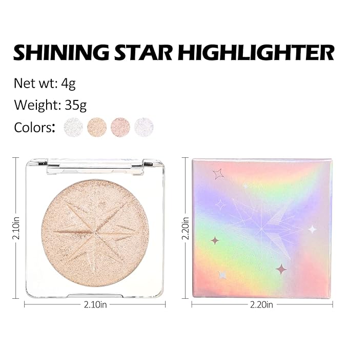 Erinde Pearl Shimmer Glitter Highlighter Highlight Makeup Contour Powder, Silver Highlighter Face Illuminator Highlighter, Highlighter Makeup iluminadores Illuminator for Face Body Cheek-Velvo Beauty