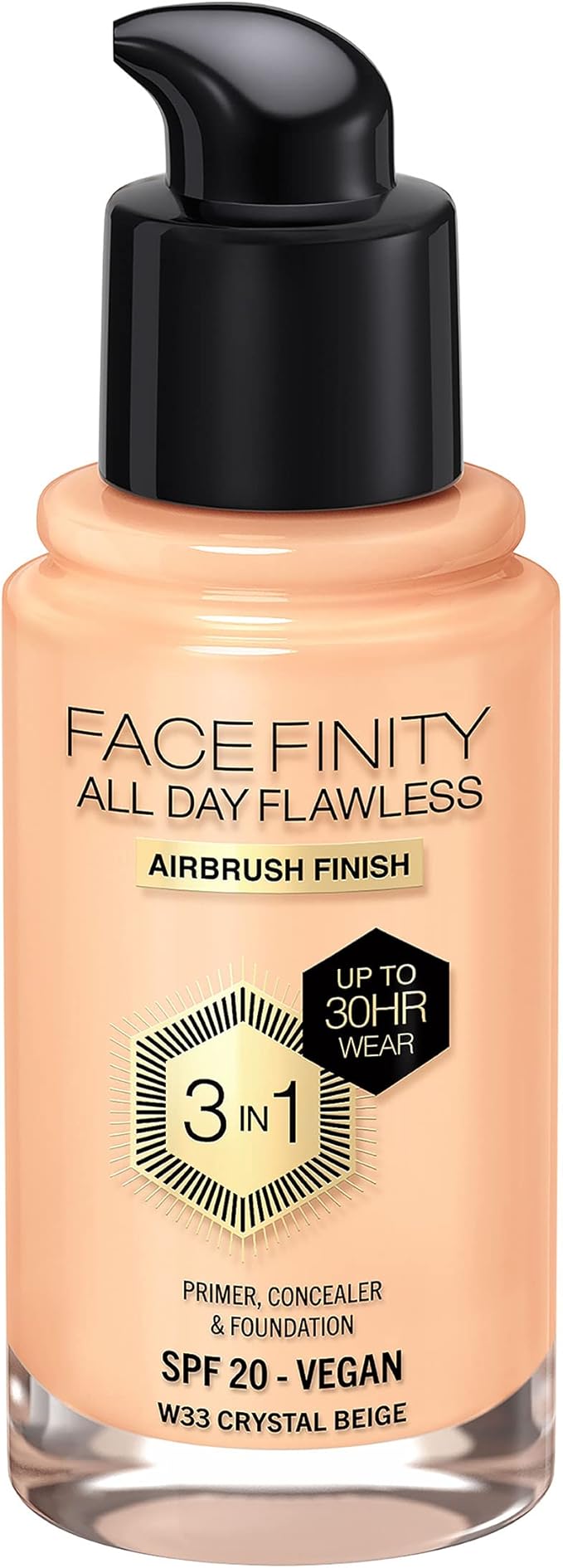 Max Factor Facefinity All Day Flawless 3 In 1 Foundation SPF 20, No. 33 Crystal Beige-Velvo Beauty
