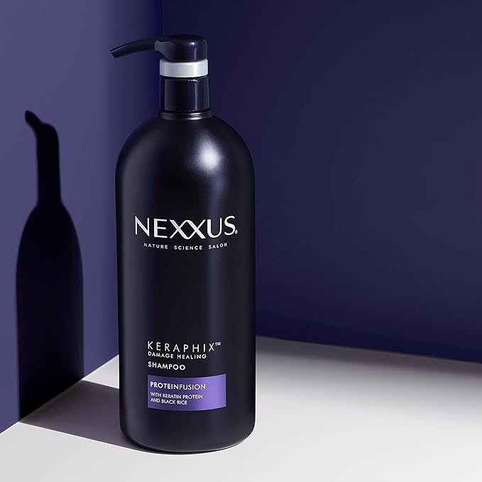 Nexxus Keraphix Shampoo With ProteinFusion for Damaged Hair Keratin Protein, Black Rice, Silicone-Free 33.8 oz-Velvo Beauty