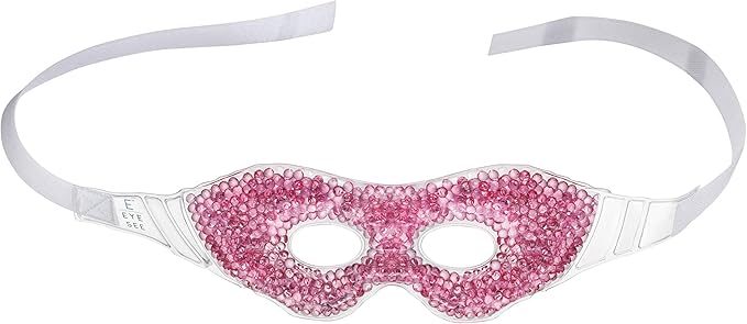 Gel Eye Mask, Pink - Cold Compress Ice Pack with Gel Beads - Microwave Safe for Heat Therapy - Great for Puffy Eyes, Dark Circles, Dry Eyes, Soothing Headaches-Velvo Beauty