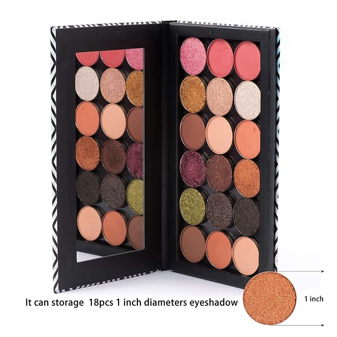 Magnetic Palette Black Empty Makeup Palette with Mirror and 20Pcs Adhesive Empty Palette Metal Stickers for Eyeshadow Lipstick Blush Powder-Velvo Beauty